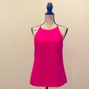 Lilly Pulitzer pink high neck top gold chain shoulder straps